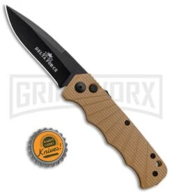 Delta Force Automatic Knife Tan Aluminum - Black Plain -Buck Knives Sales Store Delta Force Auto Tan Aluminum Black GX 34163 jr bottlecap large