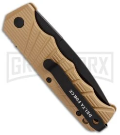 Delta Force Automatic Knife Tan Aluminum - Black Plain -Buck Knives Sales Store Delta Force Auto Tan Aluminum Black GX 34163 jr side large