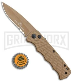 Delta Force Automatic Knife Tan Aluminum - Tan Partially Serrated 7 Delta Force Automatic Knife Tan Aluminum - Tan Partially Serrated -Buck Knives Sales Store Delta Force Auto Tan Molded Plastic Tan Partially Serrated GX 33543 jr bottlecap large