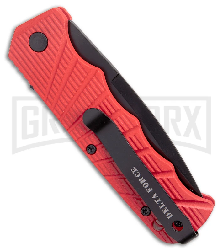 Delta Force Automatic Knife Red Aluminum - Black Plain 3 Delta Force Automatic Knife Red Aluminum - Black Plain - Image 3