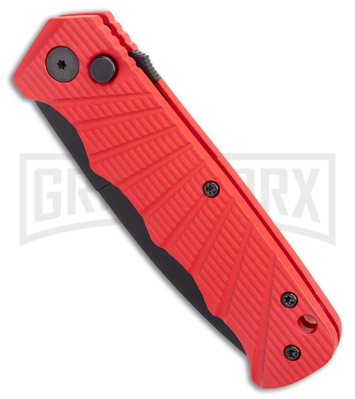 Delta Force Automatic Knife Red Aluminum - Black Plain 2 Delta Force Automatic Knife Red Aluminum - Black Plain - Image 2