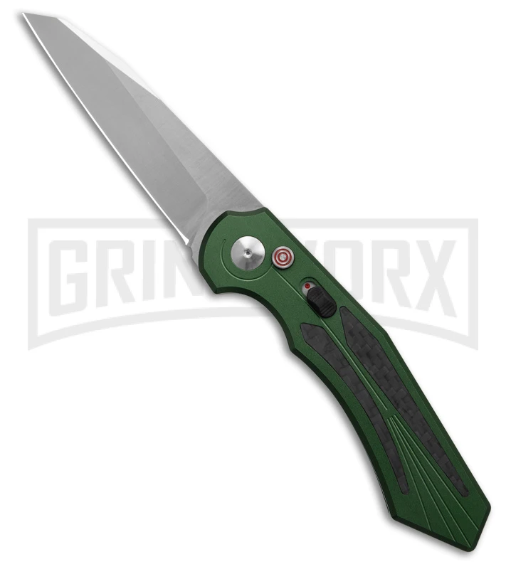 Diablo Automatic Knife Green Aluminum - Satin Plain 1 Diablo Automatic Knife Green Aluminum - Satin Plain