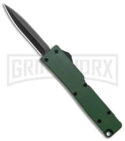 Firecracker Mini OD Green D/A OTF Automatic Knife - Black Dagger Plain