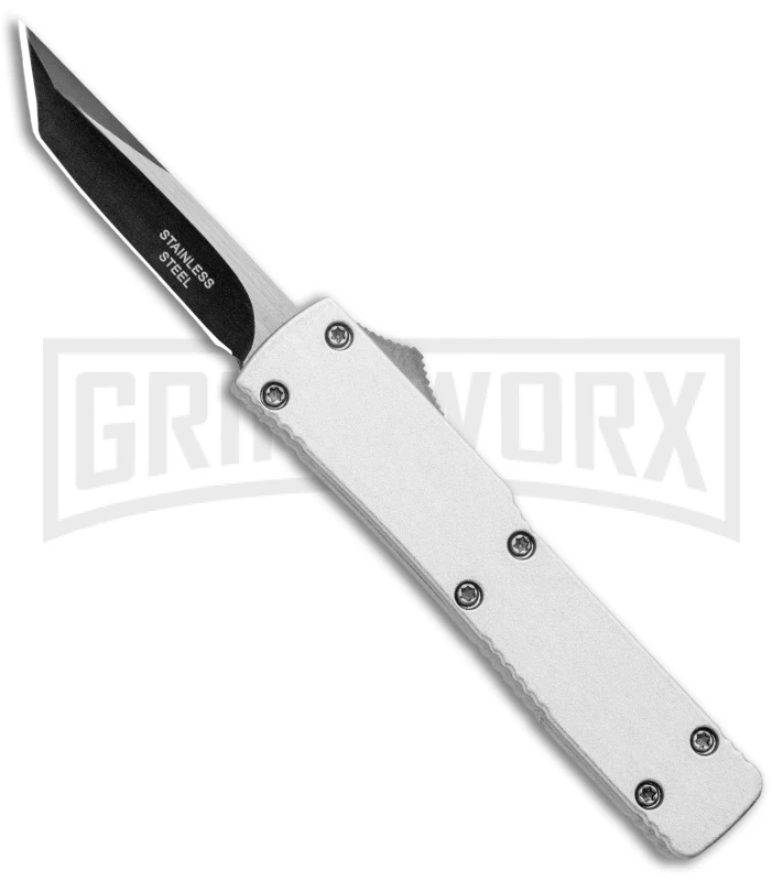 Firecracker Mini Silver D/A OTF Automatic Knife - Tanto Two Tone 1 Firecracker Mini Silver D/A OTF Automatic Knife - Tanto Two Tone