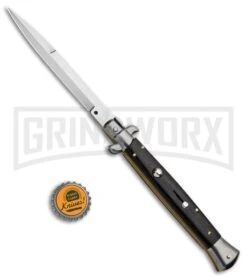 Frank B 11" Italian Stiletto Ebony Automatic Knife - Bayo Plain -Buck Knives Sales Store Frank B 11in Italian Stiletto Bayonet Ebony Auto BHQ 90002 jr bottlecap large