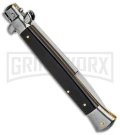 Frank B 11" Italian Stiletto Ebony Automatic Knife - Bayo Plain -Buck Knives Sales Store Frank B 11in Italian Stiletto Bayonet Ebony Auto BHQ 90002 jr side large