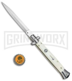 Frank B. 11" Sim Ivory Stiletto Automatic Knife - Dagger -Buck Knives Sales Store Frank B 11in Sim Ivory Stiletto Auto Flat Grind BP 16806 jr bottlecap large