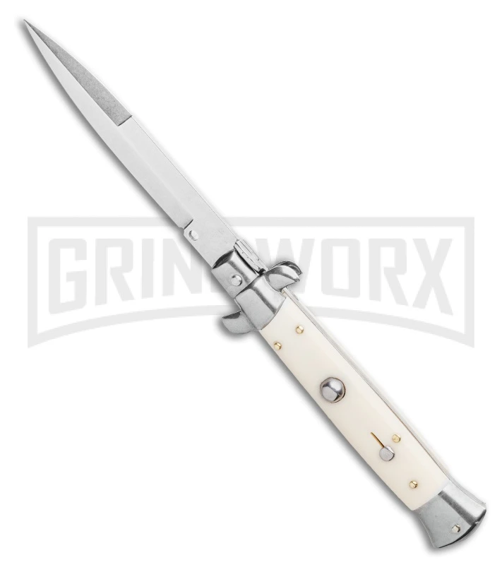 Frank B 9" Italian Stiletto Sim Ivory Automatic Knife - Bayo Satin 1 Frank B 9" Italian Stiletto Sim Ivory Automatic Knife - Bayo Satin