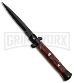Frank B. 9" Italian Stiletto Cocobolo Wood Automatic Knife - Bayo Black