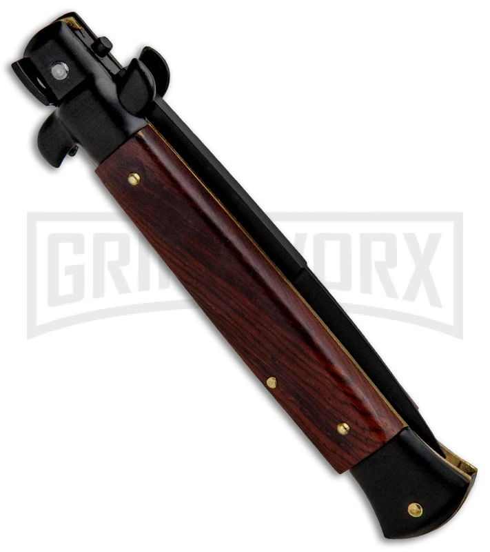Frank B. 9" Italian Stiletto Cocobolo Wood Automatic Knife - Bayo Black 3 Frank B. 9" Italian Stiletto Cocobolo Wood Automatic Knife - Bayo Black - Image 3