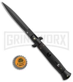 Frank B. 9" Italian Tactical Stiletto Black Automatic Knife - Dagger Black -Buck Knives Sales Store Frank B 9in Italian Tactical Stiletto Black Black Dagger GX 35177 jr bottlecap large