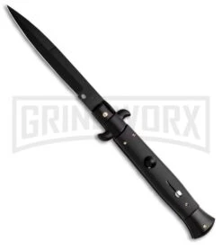 Frank B. 9" Italian Stiletto Tactical Black Automatic Knife - Bayonet Black