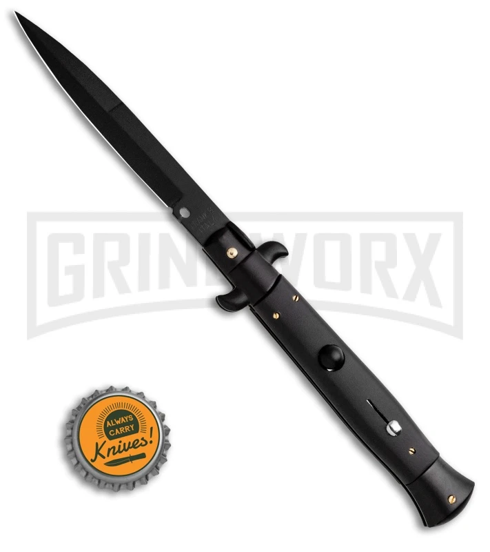 Frank B. 9" Italian Stiletto Tactical Black Automatic Knife - Bayonet Black 4 Frank B. 9" Italian Stiletto Tactical Black Automatic Knife - Bayonet Black - Image 4