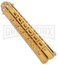 Gold Balisong Butterfly Knife - Gold -Buck Knives Sales Store Gold Balisong Butterfly Knife Gold GX 37518 jr side large