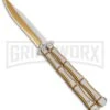 Gold Bone Balisong Drop Point Butterfly Knife - 2 Tone Plain