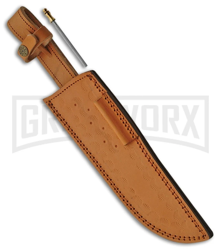 Tallen Khan Olive Wood Fixed Blade Knife - Damascus Plain 2 Tallen Khan Olive Wood Fixed Blade Knife - Damascus Plain - Image 2