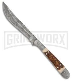 Tallen Navaja Hunter Brown Fixed Blade Knife - Damascus Plain