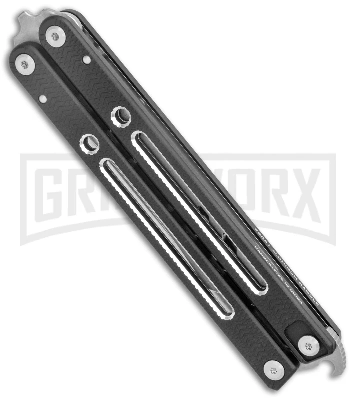 Instaknives Black Aluminum Balisong Tanto Trainer/Live Blade - Satin Dull/Plain 3 Instaknives Black Aluminum Balisong Tanto Trainer/Live Blade - Satin Dull/Plain - Image 3