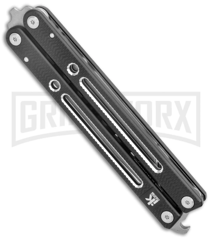 Instaknives Black Aluminum Balisong Tanto Trainer/Live Blade - Satin Dull/Plain 2 Instaknives Black Aluminum Balisong Tanto Trainer/Live Blade - Satin Dull/Plain - Image 2