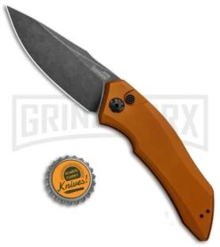 Kershaw Launch 1 Bronze Aluminum Automatic Knife - Blackwash Plain -Buck Knives Sales Store Kershaw Launch 1 Automatic Bronze Aluminum BlackWash KER7100EBBW BHQ 91255 jr bottlecap large
