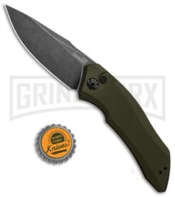 Kershaw Launch 1 Olive Green Aluminum Automatic Knife - Blackwash Plain -Buck Knives Sales Store Kershaw Launch 1 Automatic Olive Green Aluminum BlackWash 7100OLBW BHQ 91250 jr bottlecap large