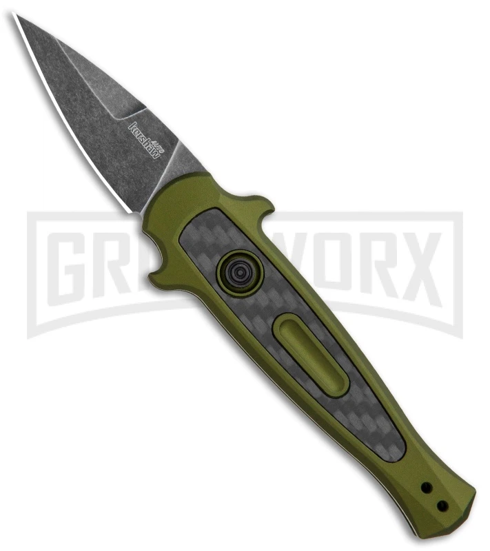 Kershaw Launch 12 CA Legal OD Green Automatic Knife - Black SW Plain 1 Kershaw Launch 12 CA Legal OD Green Automatic Knife - Black SW Plain