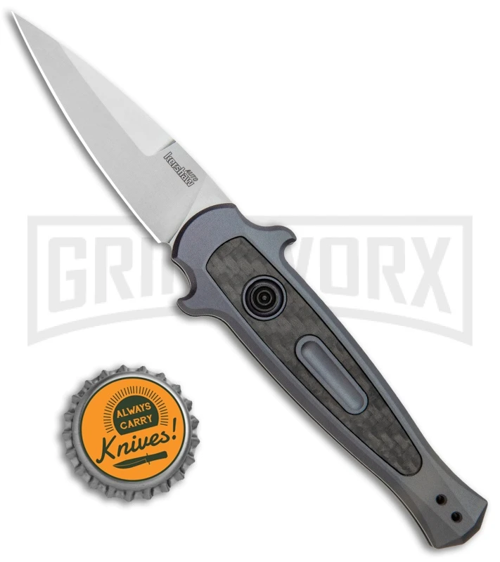 Kershaw Launch 12 Gray Aluminum Mini Stiletto Automatic Knife - Stonewash Plain 4 Kershaw Launch 12 Gray Aluminum Mini Stiletto Automatic Knife - Stonewash Plain - Image 4