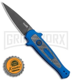 Kershaw Launch 12 Blue Aluminum/CF Mini Stiletto Automatic Knife - Black Plain 7 Kershaw Launch 12 Blue Aluminum/CF Mini Stiletto Automatic Knife - Black Plain -Buck Knives Sales Store Kershaw Launch 12 Mini Stiletto Automatic Knife Blue 2.5 Black 7125BLUBLK BHQ 117960 LS Spine large