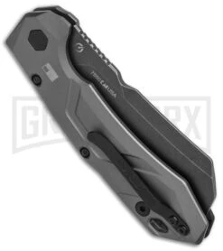 Kershaw Launch 14 Automatic Knife Cleaver Gray Aluminum - Black Stonewash Plain -Buck Knives Sales Store Kershaw Launch 14 Auto Cleaver BlackWash 7850 BHQ 139777 jr side large