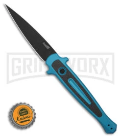 Kershaw Launch 8 Teal/CF Stiletto Automatic Knife - Black Plain 7 Kershaw Launch 8 Teal/CF Stiletto Automatic Knife - Black Plain -Buck Knives Sales Store Kershaw Launch 8 stiletto AK Teal CF 3in Black BHQ 177022 td size large