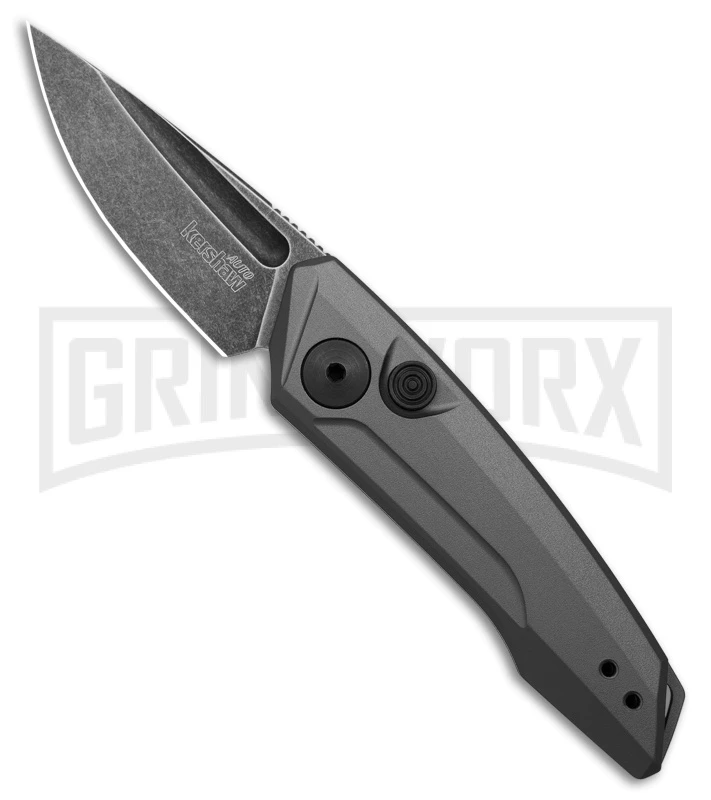 Kershaw Launch 9 Gray Aluminum Automatic Knife - Black SW Plain 1 Kershaw Launch 9 Gray Aluminum Automatic Knife - Black SW Plain