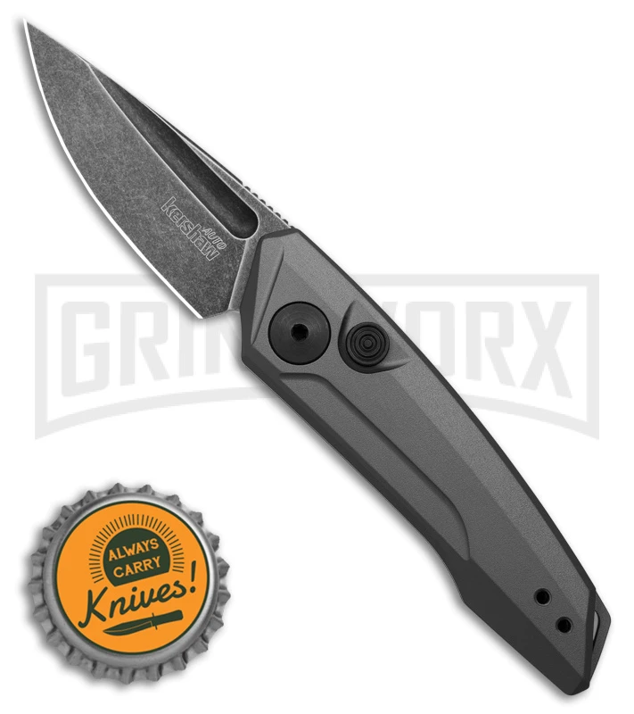 Kershaw Launch 9 Gray Aluminum Automatic Knife - Black SW Plain 4 Kershaw Launch 9 Gray Aluminum Automatic Knife - Black SW Plain - Image 4