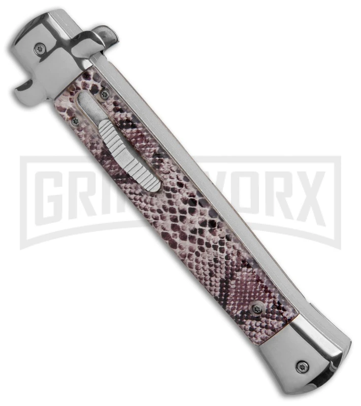 Mago 11" Sidewinder Italian Stiletto OTF Automatic Knife Tan - Satin Plain 2 Mago 11" Sidewinder Italian Stiletto OTF Automatic Knife Tan - Satin Plain - Image 2