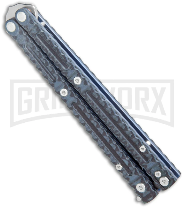 Maxace MidnightCat Obsidian-S Balisong Butterfly Knife Blue G-10 - Drop Point 2 Maxace MidnightCat Obsidian-S Balisong Butterfly Knife Blue G-10 - Drop Point - Image 2