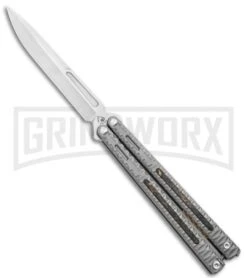 Maxace Knives Balisong Obsidian Titanium Handles CF Inlay (4" Satin)