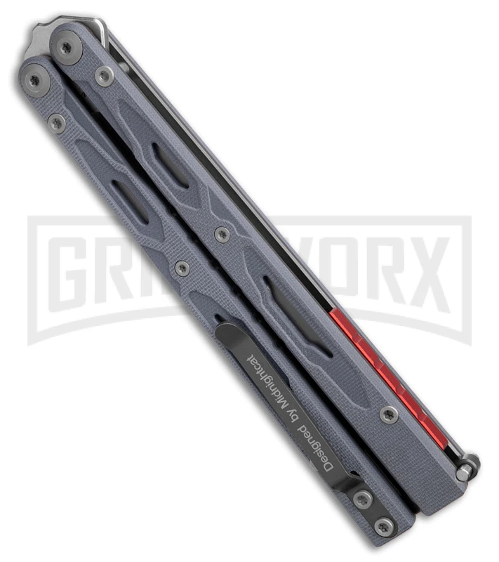Maxace Unicorn Gray G-10 Balisong Butterfly Knife - Bowie Satin Plain 3 Maxace Unicorn Gray G-10 Balisong Butterfly Knife - Bowie Satin Plain - Image 3
