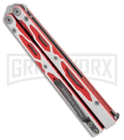 Maxace Unicorn White/Red G-10 Balisong Butterfly Knife - Spear Point Satin Plain -Buck Knives Sales Store Maxace Unicorn Balisong Butterfly Red White G10 Satin SP GX 40488 jr side large