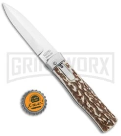 Mikov 241 Predator Stag Automatic Lever Lock Knife Bayonet 7 Mikov 241 Predator Stag Automatic Lever Lock Knife Bayonet -Buck Knives Sales Store Mikov 241 Predator LL Auto ABS Stag Bayo BHQ 92866 jr bottlecap large