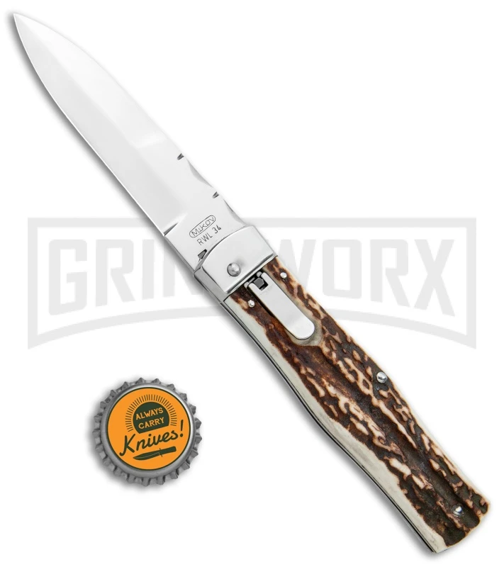 Mikov 241 Predator Stag Automatic Lever Lock Knife File Work - Bayo 4 Mikov 241 Predator Stag Automatic Lever Lock Knife File Work - Bayo - Image 4