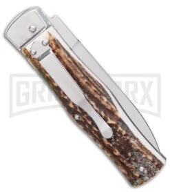 Mikov 241 Predator Stag Automatic Lever Lock Knife Pocket Clip 5 Mikov 241 Predator Stag Automatic Lever Lock Knife Pocket Clip -Buck Knives Sales Store Mikov 241 Predator Lever Lock Automatic Knife Stag 3.75 Polish Pocket Clip BHQ 126459 LS Side large