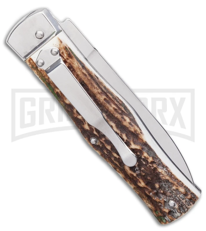 Mikov 241 Predator Stag Automatic Lever Lock Knife Pocket Clip 3 Mikov 241 Predator Stag Automatic Lever Lock Knife Pocket Clip - Image 3