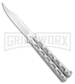 Monarch Silver Balisong Butterfly Knife - Satin Plain