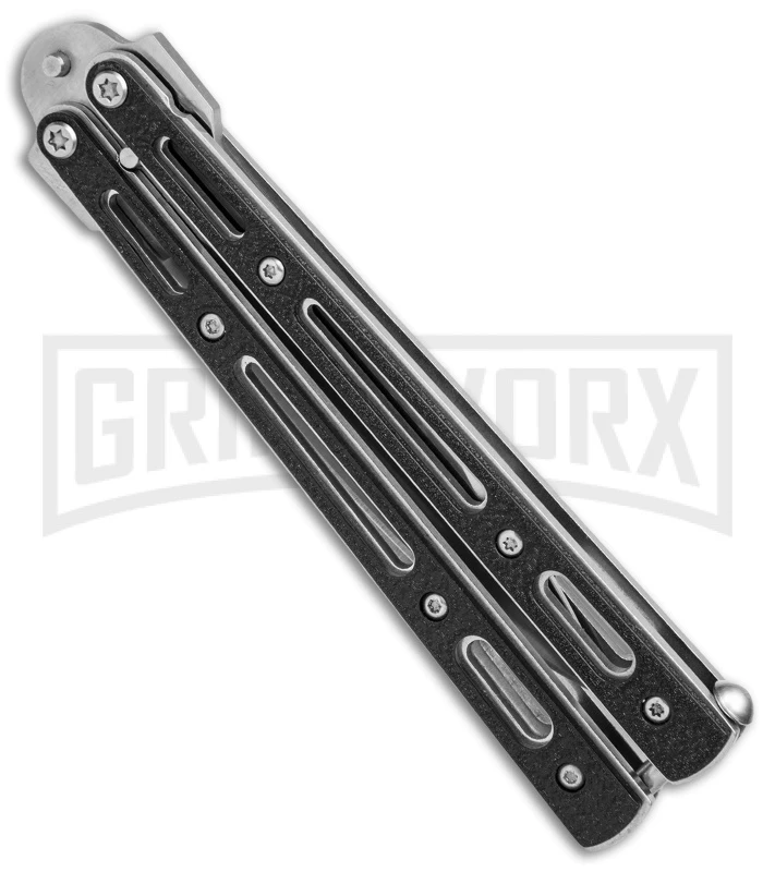 Morphite Black Pocket Balisong Butterfly Knife - Bead Blast Plain 2 Morphite Black Pocket Balisong Butterfly Knife - Bead Blast Plain - Image 2