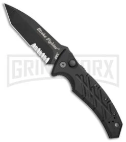 Ontario XM Strike Fighter 2-S Black Aluminum Automatic Knife - Black Serr
