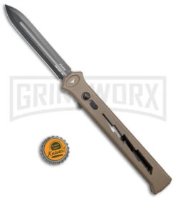 Paragon Estiletto Dark Earth Bolt Automatic OTF Knife - Black Spear Point -Buck Knives Sales Store Paragon Estiletto SP OTF Auto Black Lightning Bolt Dark Earth Black BHQ 137456 jr bottlecap large