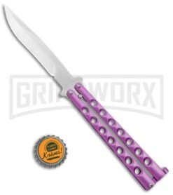 Light Purple Balisong Butterfly Knife - Satin Plain -Buck Knives Sales Store Pink Balisong Butterfly Satin Plain GX 37427 jr bottlecap large
