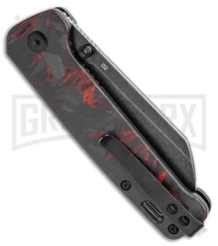 QSP Penguin Liner Lock Knife Shredded CF + Red G-10 - Black Stonewash -Buck Knives Sales Store QSP Penguin Liner Lock Knife Shredded G 10 Red 3in 1cm Blk Sw BHQ 138601 td side jr large