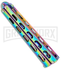 Monarch Integral Black Balisong Butterfly Knife - Spectrum Plain -Buck Knives Sales Store Rainbow Balisong Butterfly Knife GX 37611 td side large
