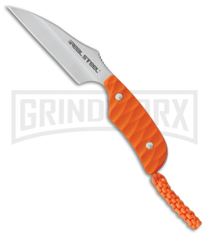 Real Steel Mini 130B Orange Neck Knife - Satin Plain 1 Real Steel Mini 130B Orange Neck Knife - Satin Plain