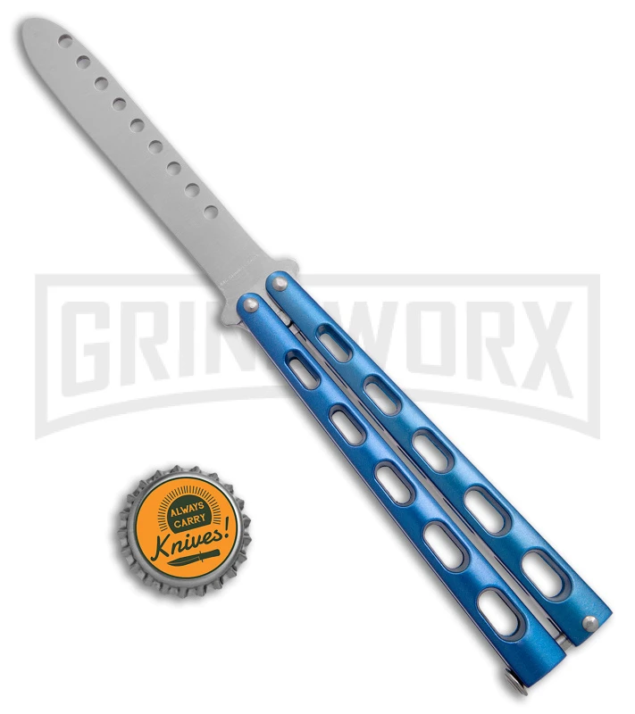 Ronin Gear Blue Balisong Trainer Butterfly Knife - Satin Plain 4 Ronin Gear Blue Balisong Trainer Butterfly Knife - Satin Plain - Image 4